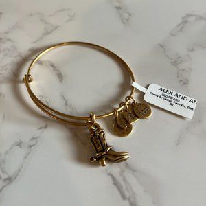 NWT Alex and Ani Cowboy Boot Bracelet in Rafaelian Gold